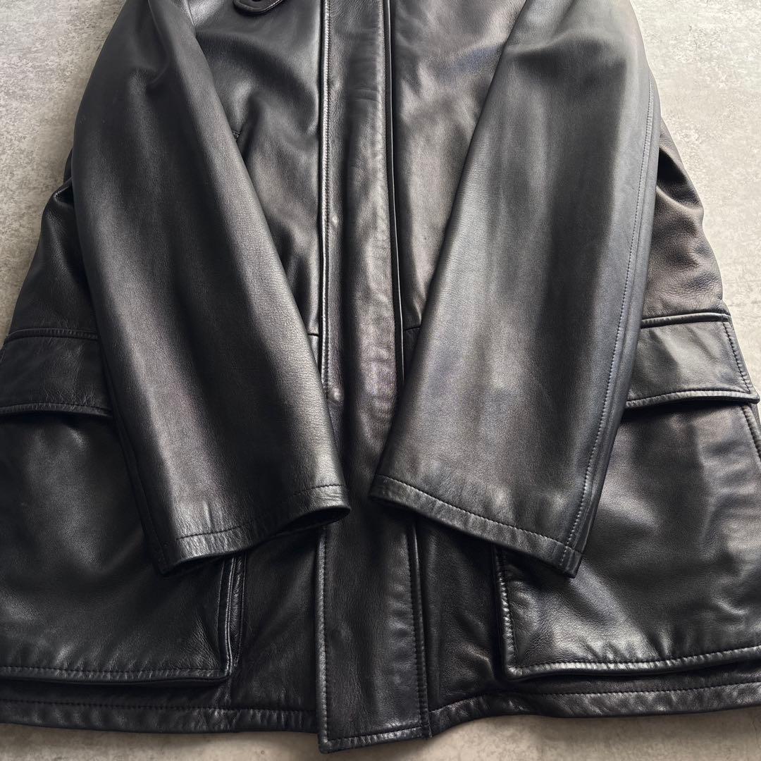 極美品■Ralph Lauren Parple Label ラムレザーコート 黒
