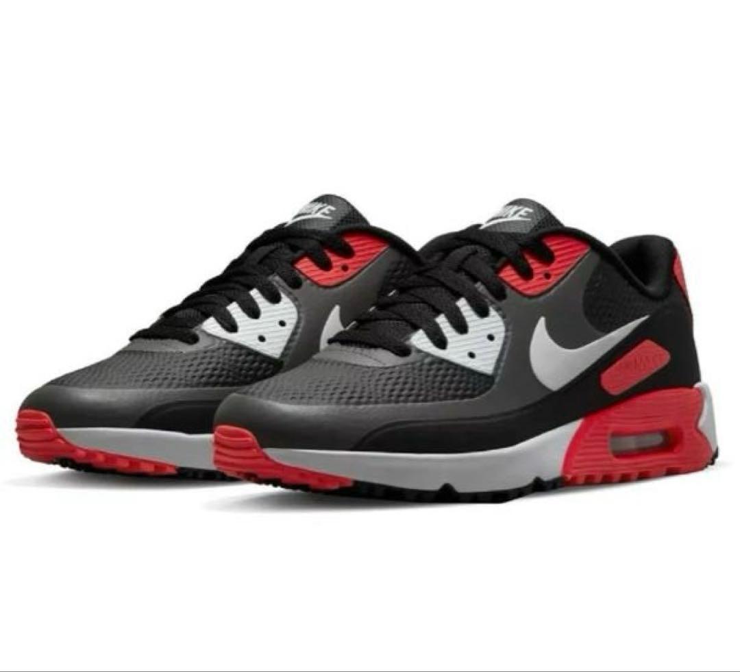 美品。NIKE AIRMAX 90G ゴルフシューズ　ブラックレッド26.5cm