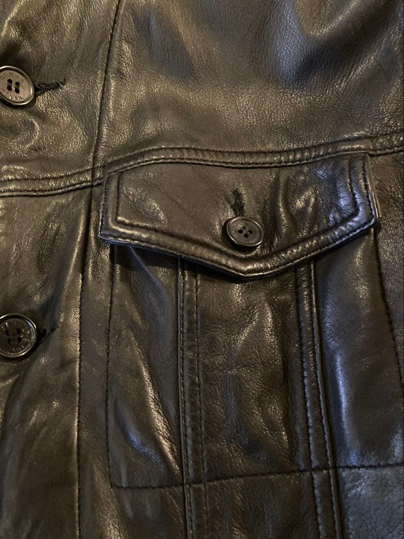 RYKIEL HOMME リキエルオム ラムレザージャケット羊革 ロゴボタン 黒