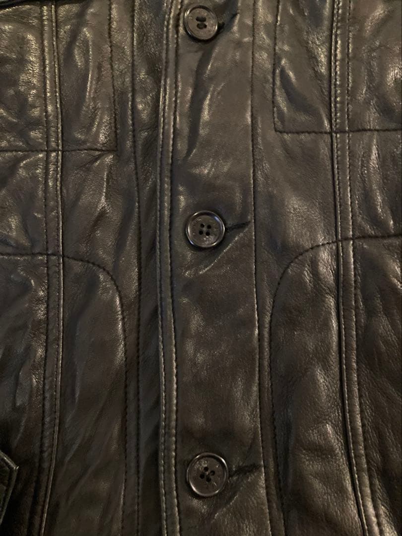 RYKIEL HOMME リキエルオム ラムレザージャケット羊革 ロゴボタン 黒