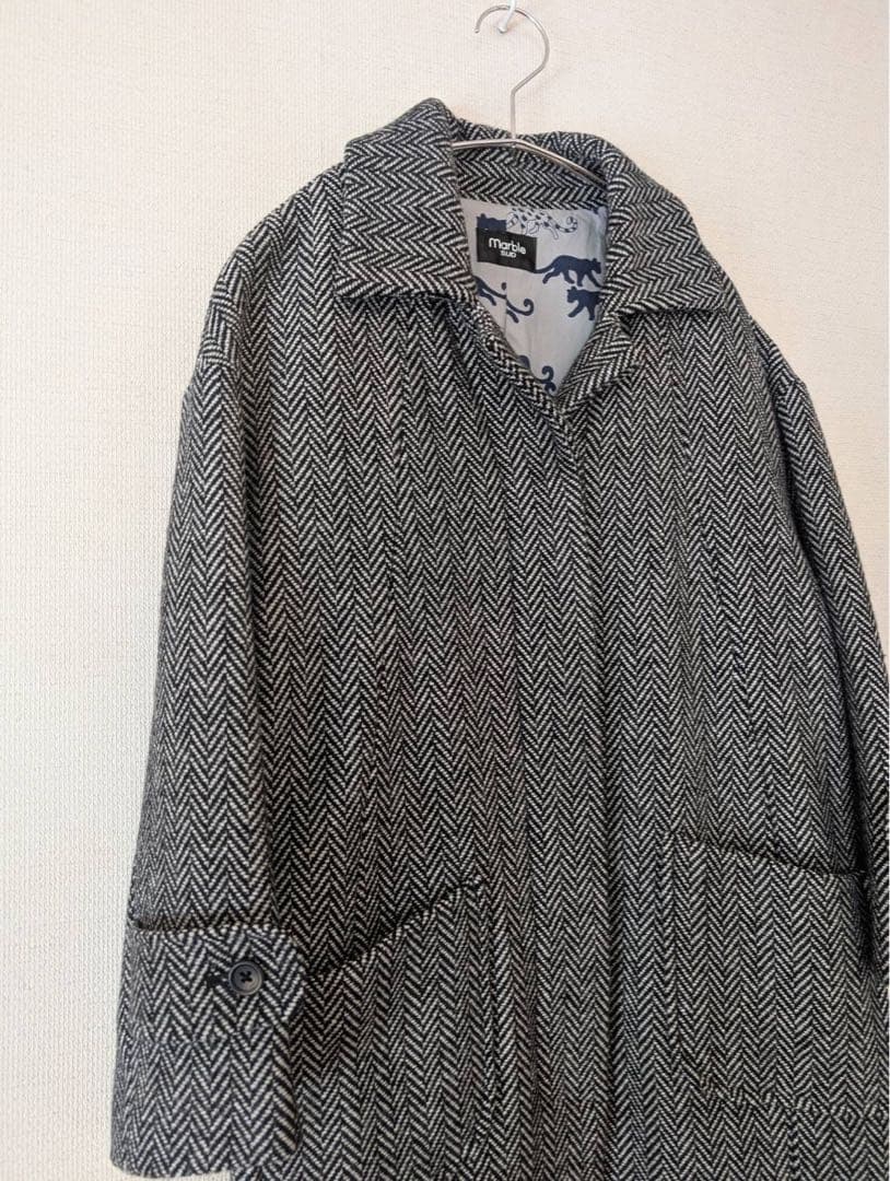 marble SUD マーブルシュッド/ヘリンボーン柄コート ステンカラーコート