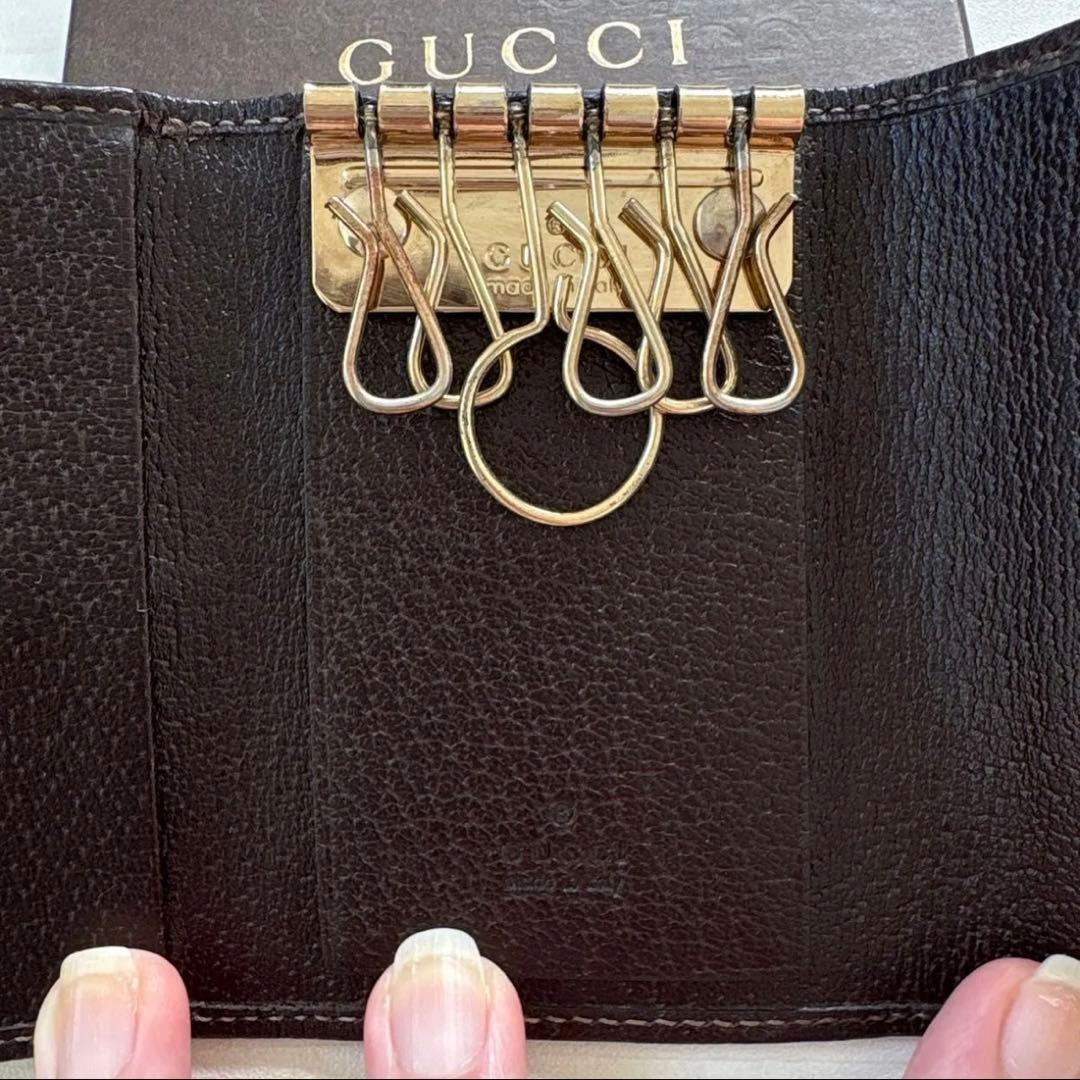 GUCCI グッチ GGロゴ キャンバスレザー キーケース ブラウン系