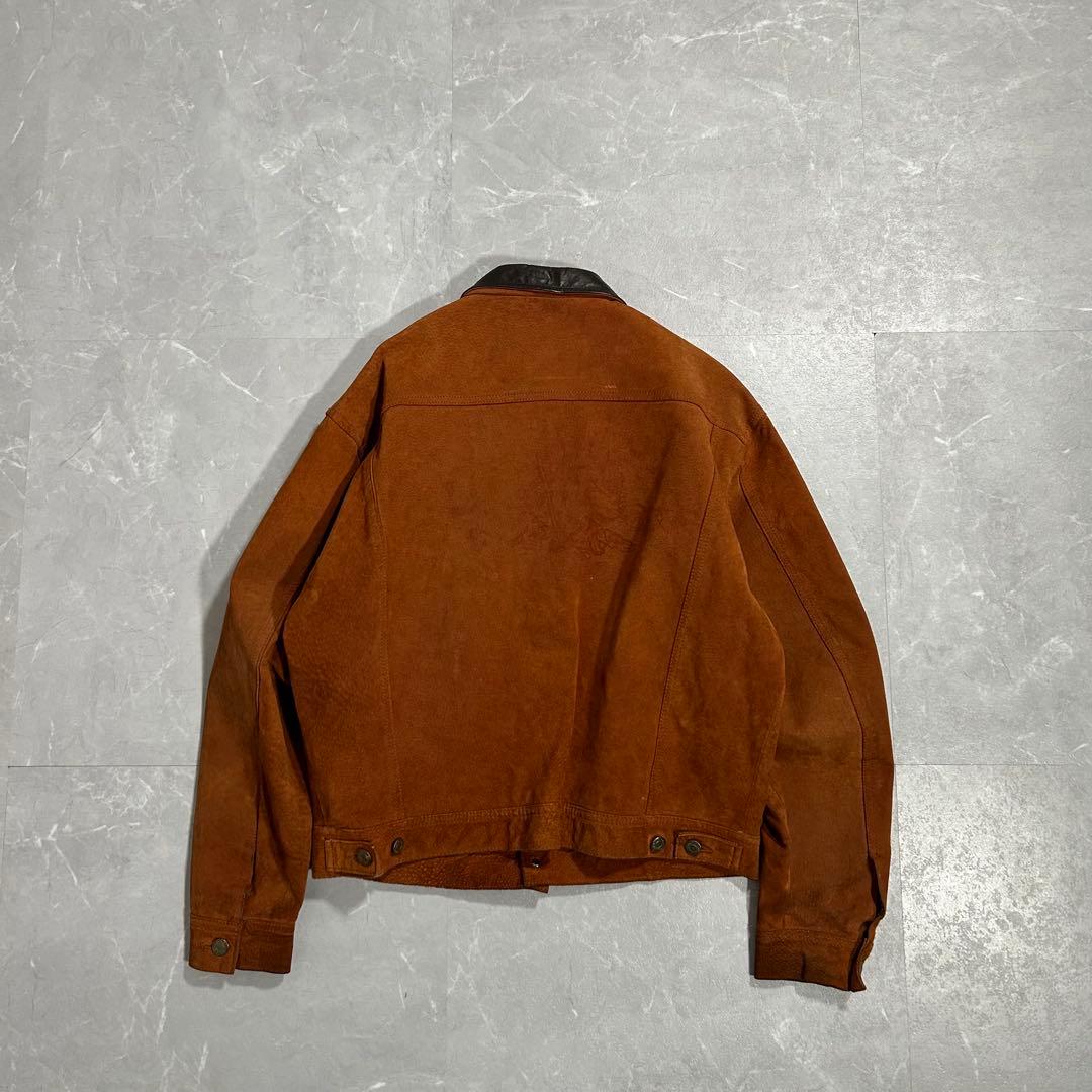 80s~90s ヌバック 本革レザー トラッカージャケット Gジャン 古着 短丈