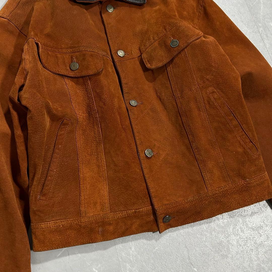 80s~90s ヌバック 本革レザー トラッカージャケット Gジャン 古着 短丈