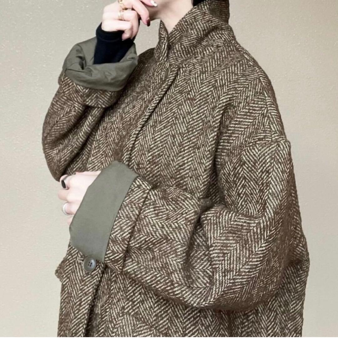 & DROBE ヘリンボーン ジャケット コート