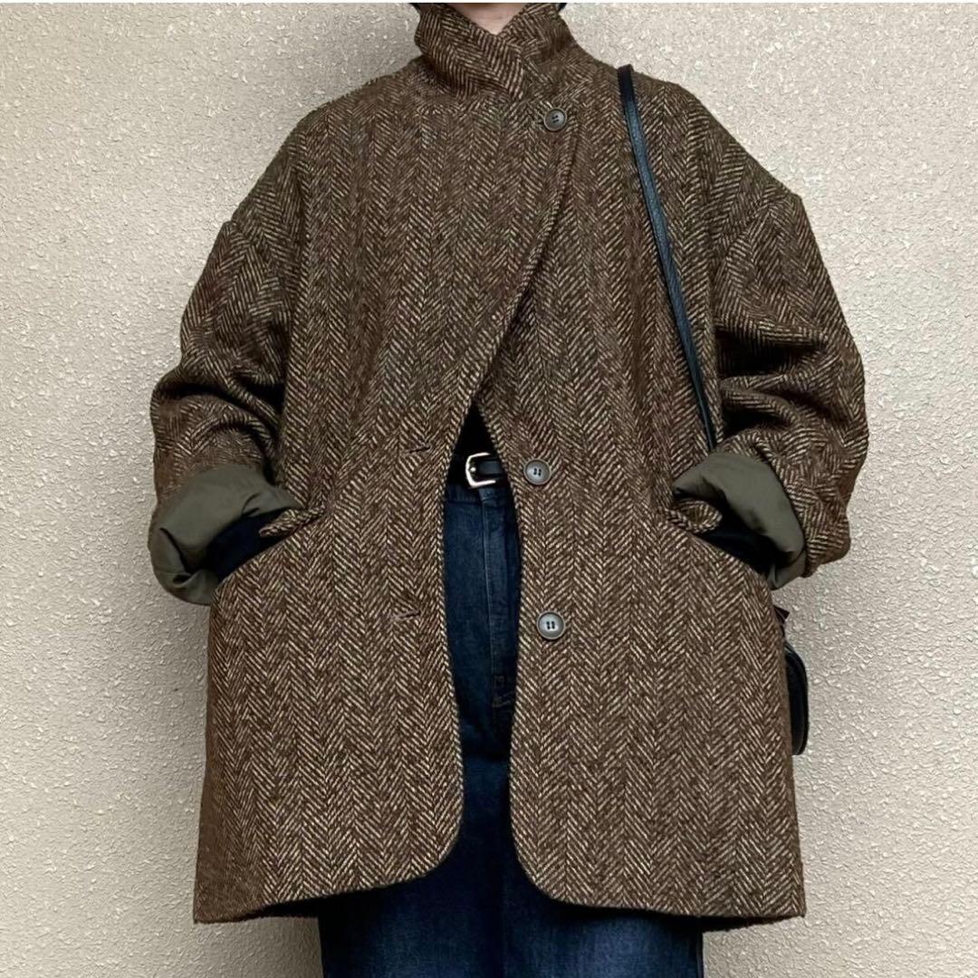 & DROBE ヘリンボーン ジャケット コート