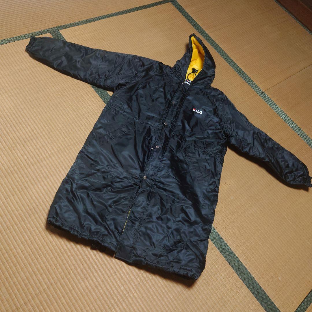 FILA ベンチコート 黒 フード付き サイズL・レトロ