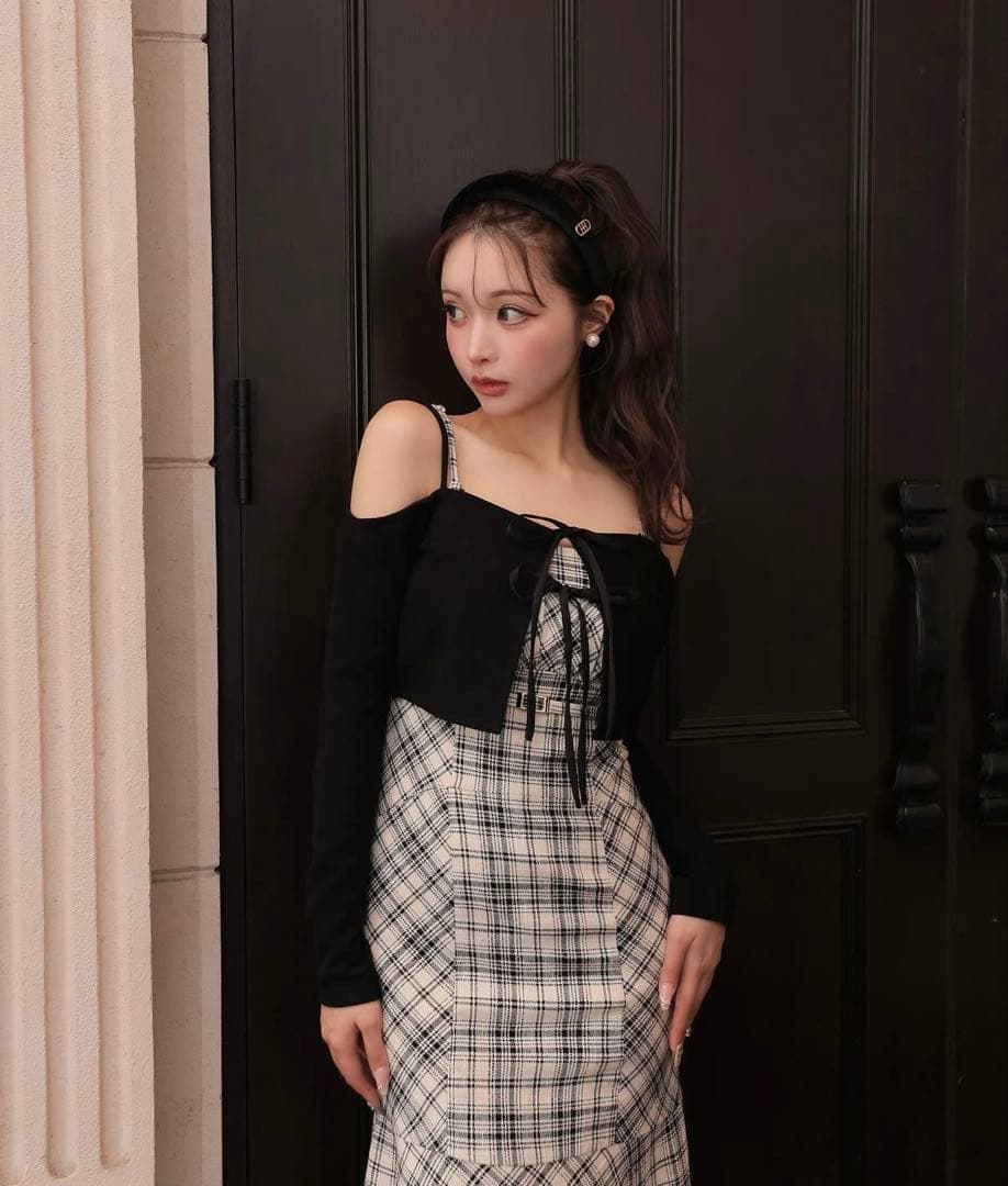 ワンピース m me eme Check mermaid ensemble onepiece