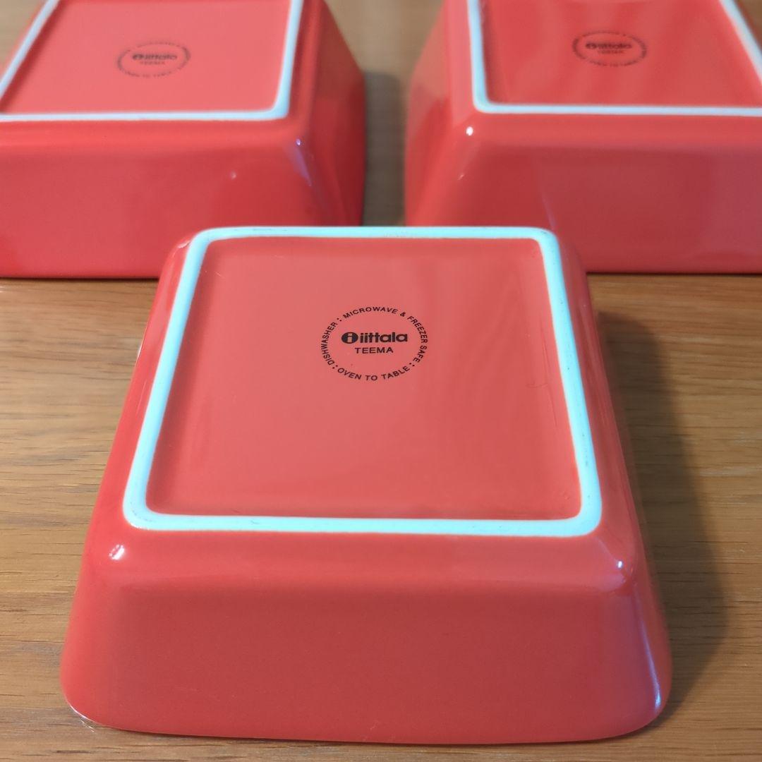 【希少】イッタラ ティーマ テラコッタ 12cm　スクエア　3枚　ミニサービング