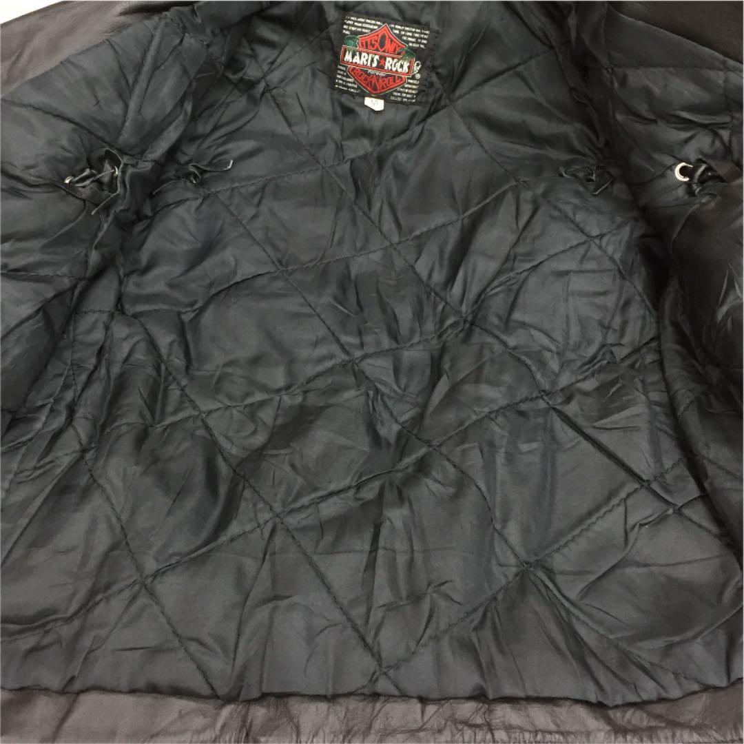 古着 MARI'S ROCK ブラックレザー ビッグコンチョ フリンジライダース
