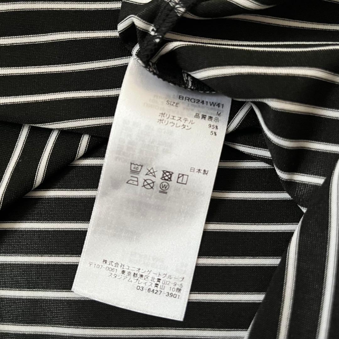 新品★19,800円 黒M BRIEFING 半袖ストライプモックネックシャツ