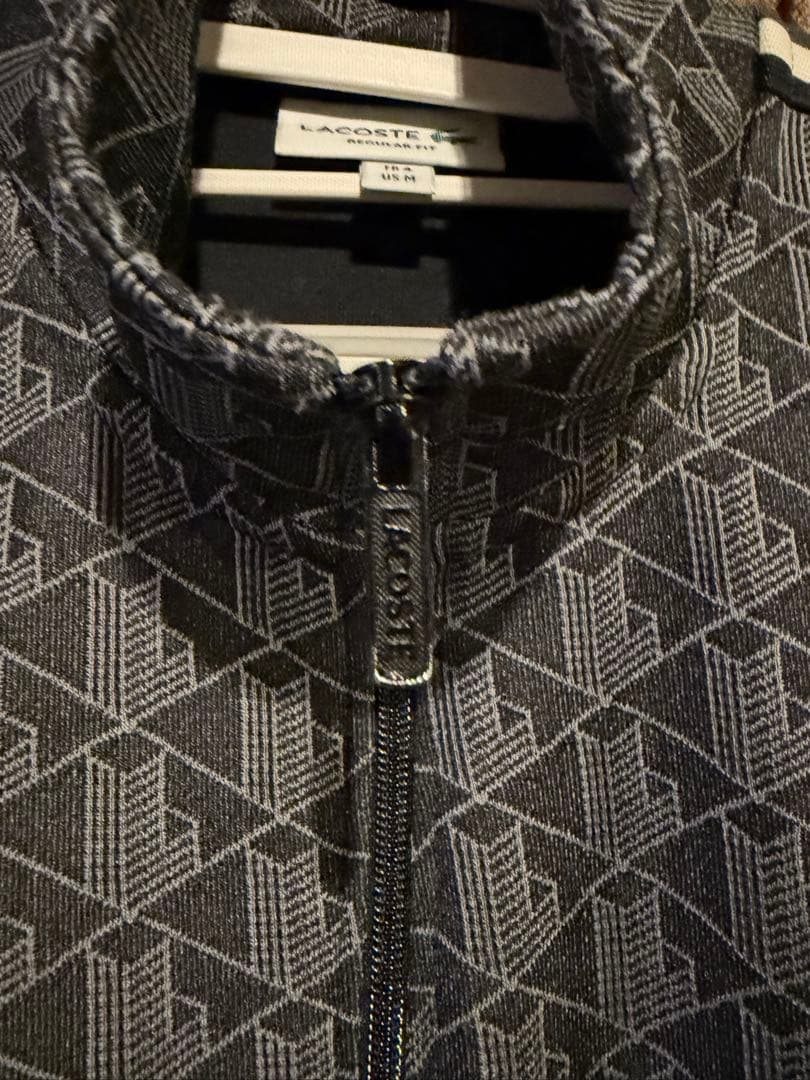 LACOSTE ラコステ モノグラムジャカード トラックジャケット ブラック