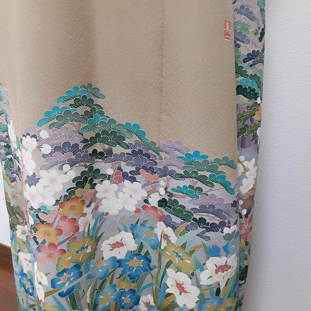 リメイク着物ロングワンピースボレロ付き正絹Ｌ加賀友禅染作家物色留袖