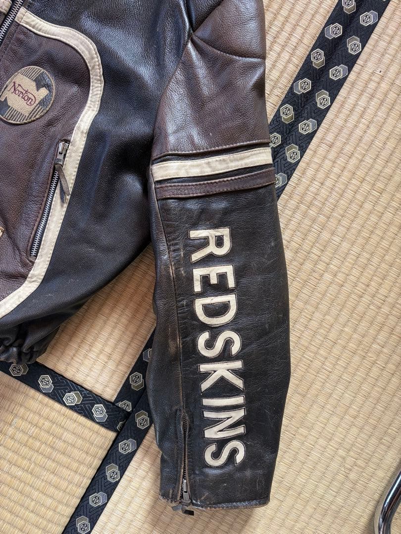 80s 90s REDSKINS レーシング レザー ライダースジャケット