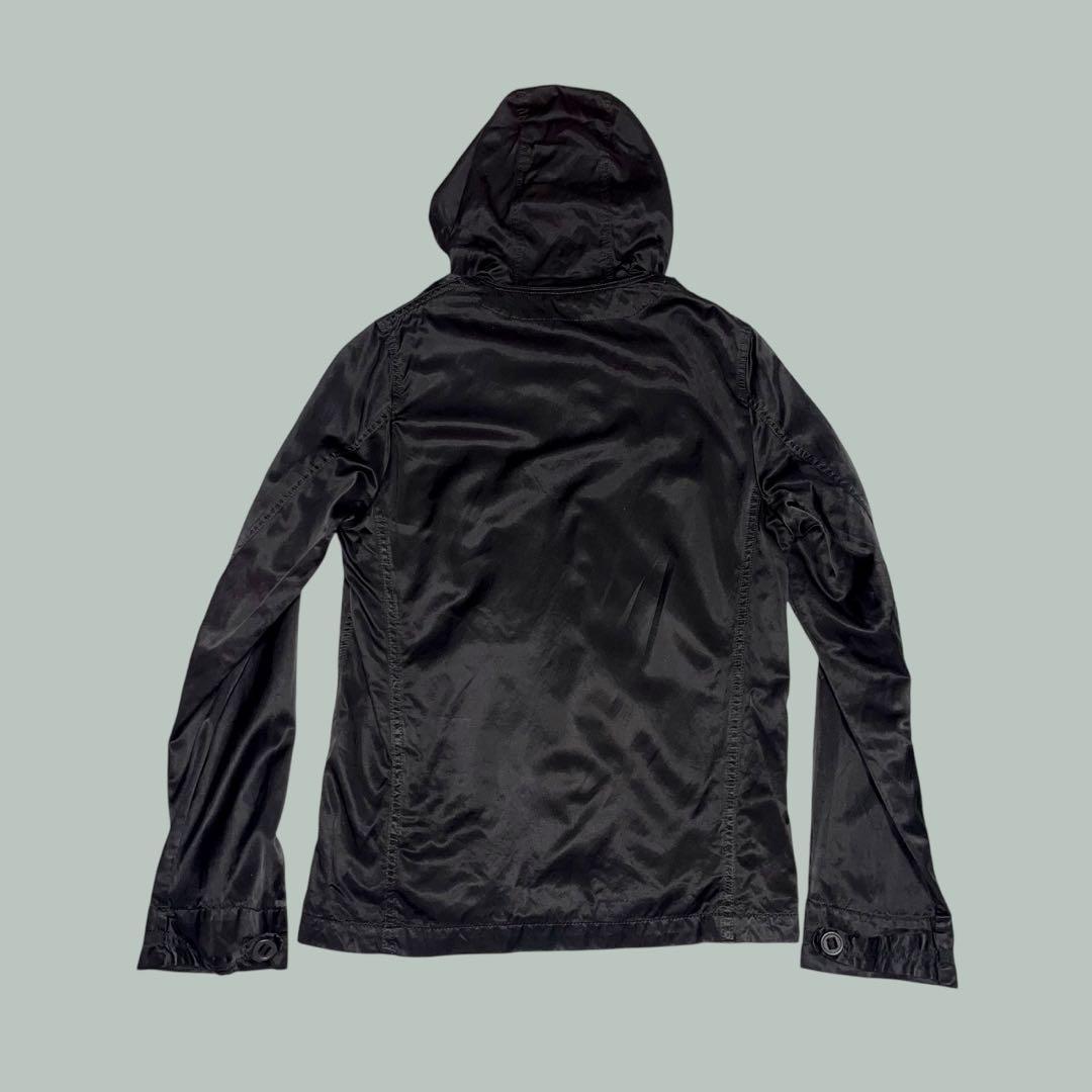 ジャケット・アウター Shiny black hoodie jacket