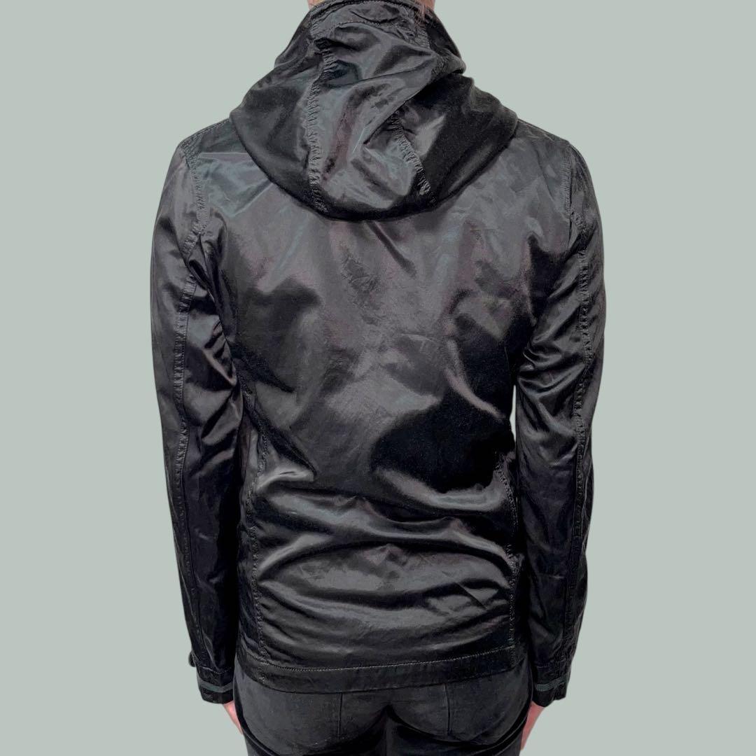 ジャケット・アウター Shiny black hoodie jacket