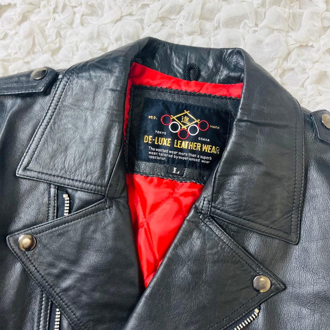 ビンテージ本革牛革ダブルライダースレザージャケット80s90s黒L希少レアy2k