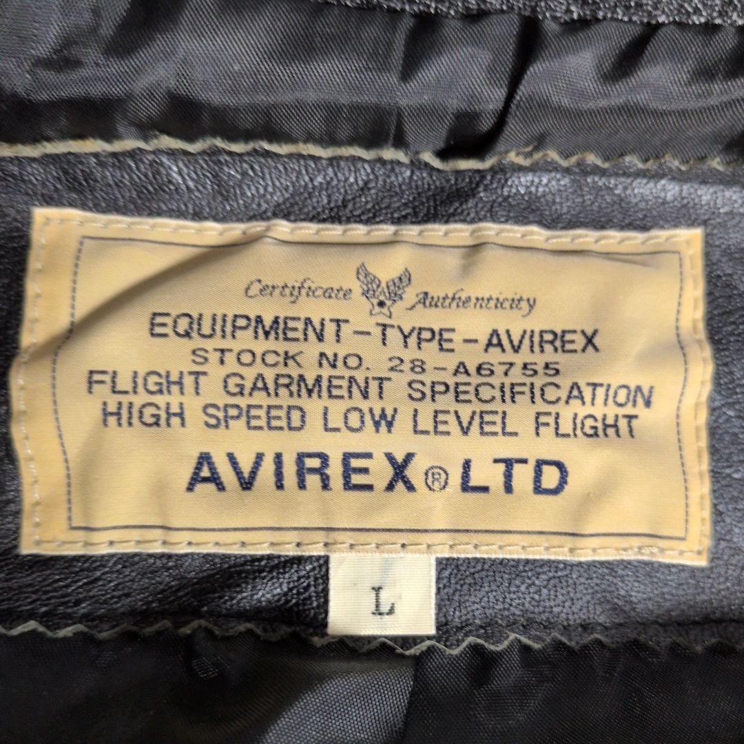 AVIREX レザーシングルライダースジャケット L ブラック 牛革