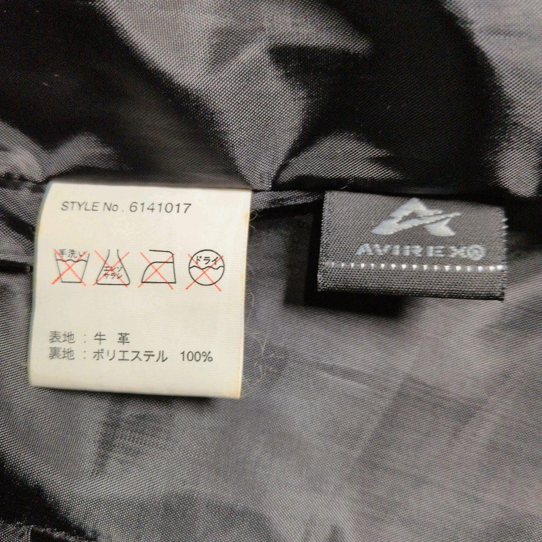 AVIREX レザーシングルライダースジャケット L ブラック 牛革