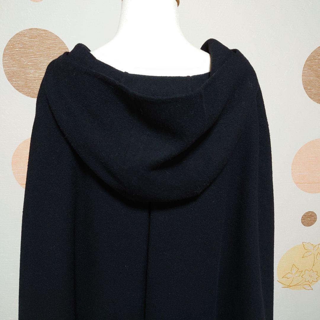 美品　ツモリチサト フーデッド ポンチョ コート ウール Aライン ブラック