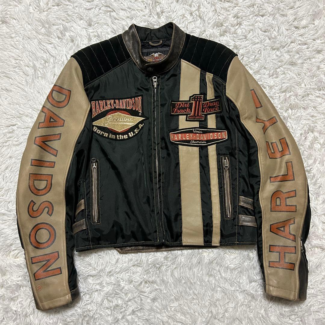 【】ハーレーダビッドソン 90s ライダースジャケット ロゴワッペン