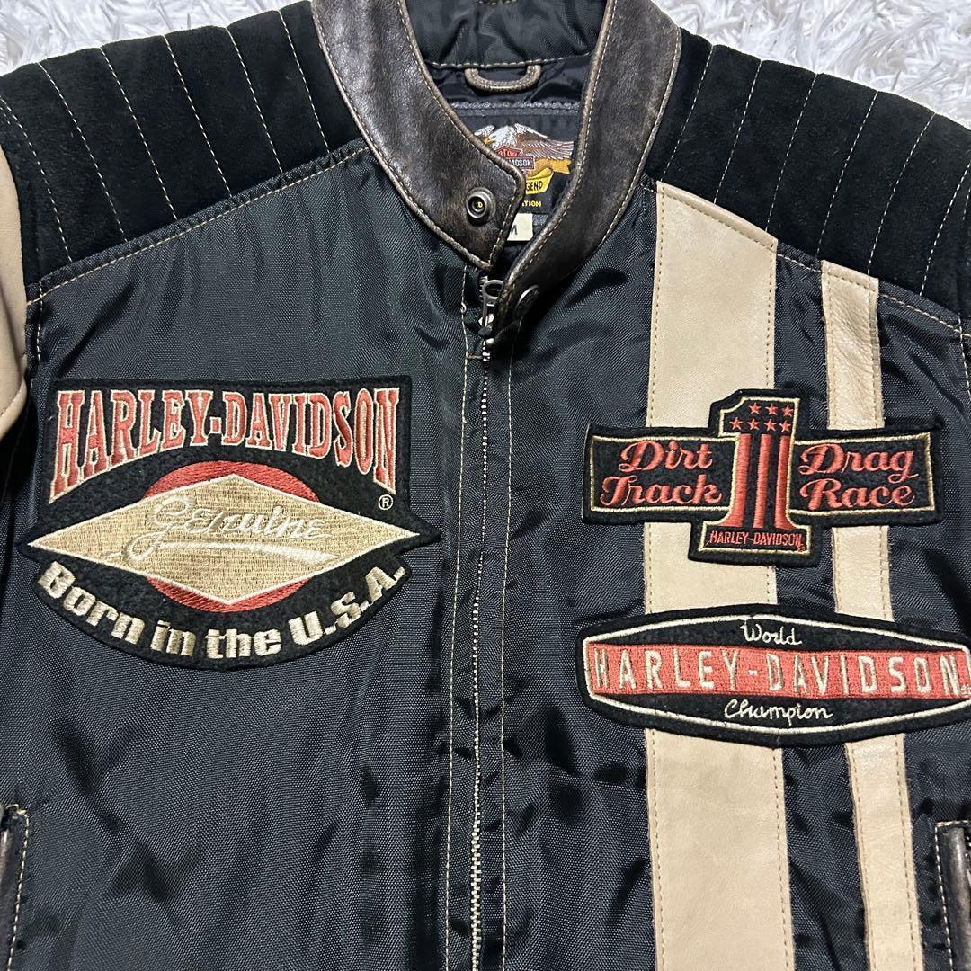 【】ハーレーダビッドソン 90s ライダースジャケット ロゴワッペン