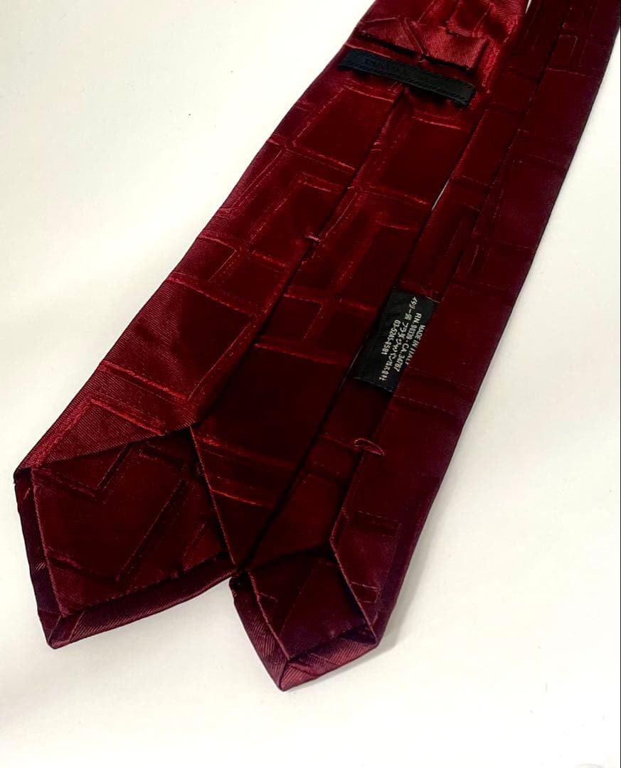 美品 プラダ ネクタイ ハイブランド ナロータイ ボルドー PRADA