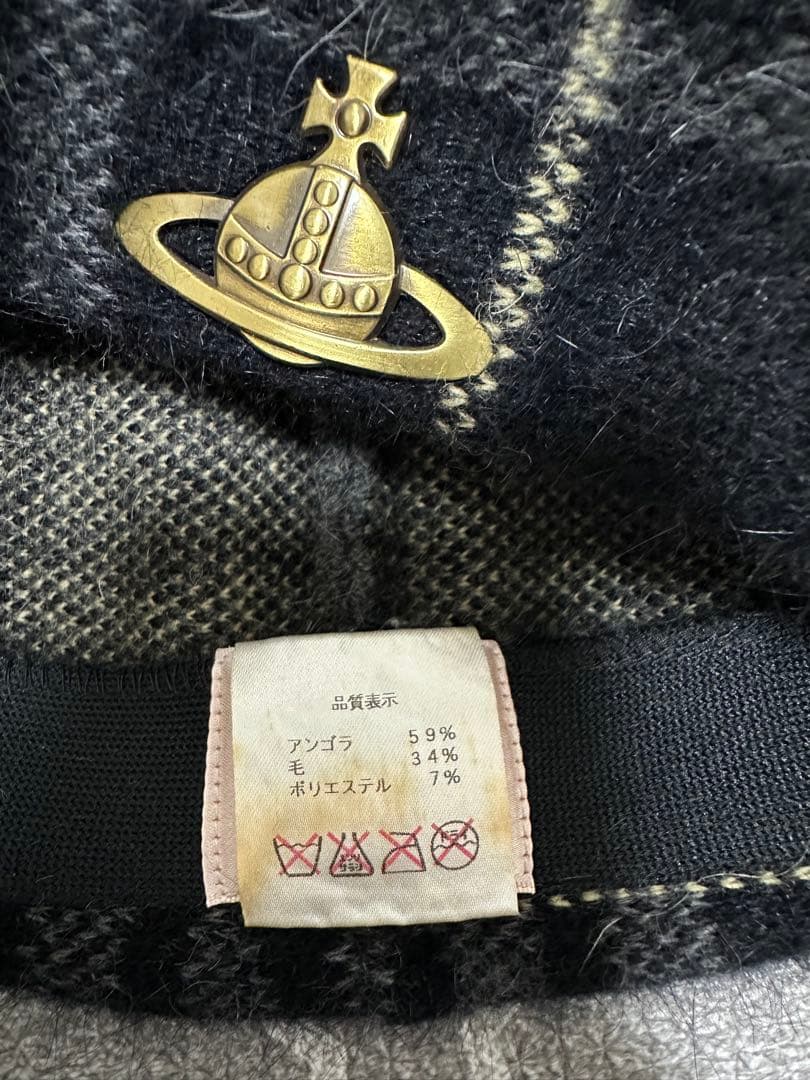 Vivienne Westwood チェック柄ニット帽 M