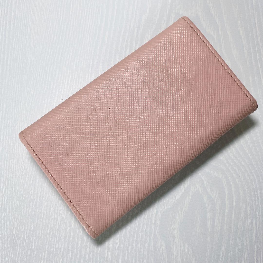 【未使用美品】PRADAプラダ6連キーケース ピンクベージュ サフィアーノレザー
