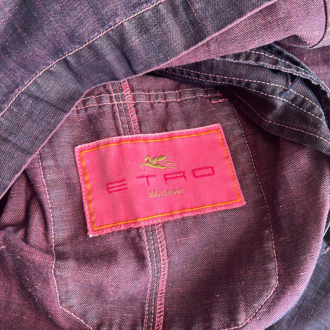 イタリア製 ETRO コットン×リネンデニムジャケット 後染め エトロ