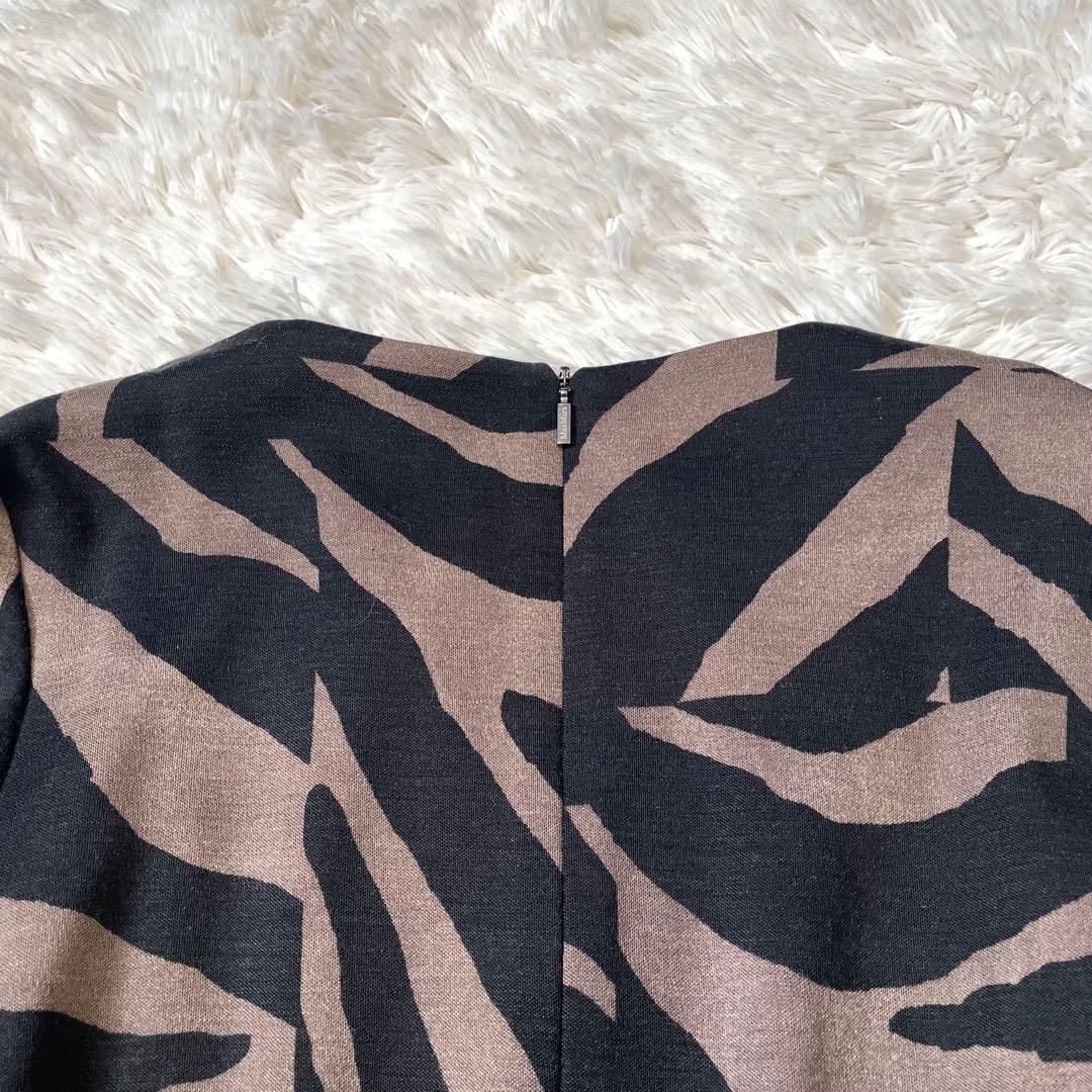 Max Mara 総柄 ジャージーワンピース 40 M相当 黒×グレーベージュ