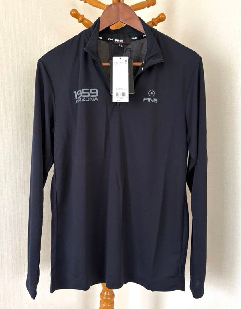 【新品/未着用】PING ピン ハーフジップ ハイネック長袖シャツ 黒