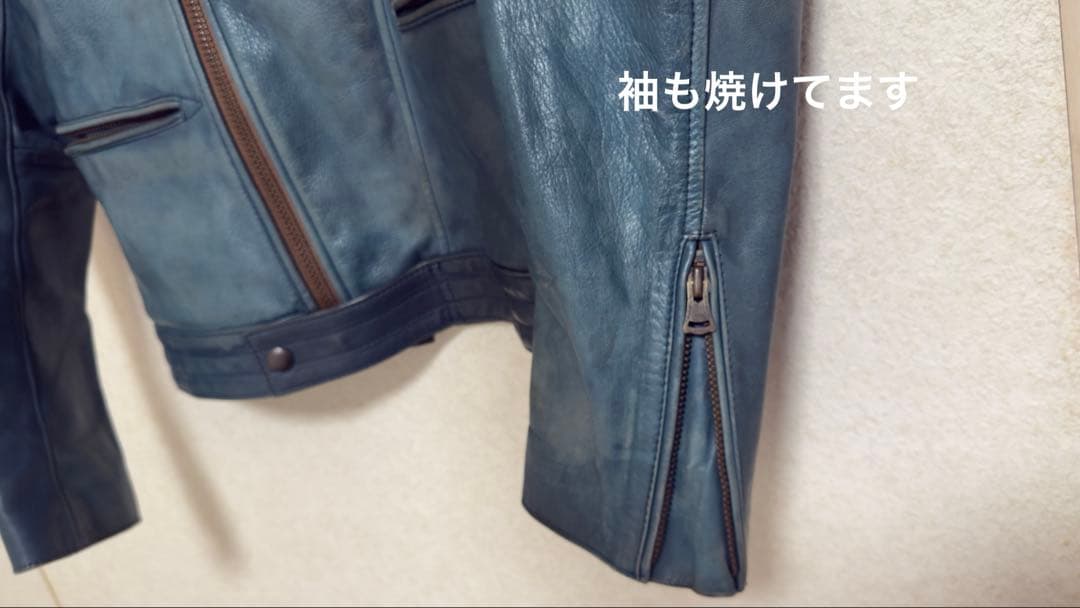 ラウンジリザード　ホースハイド　ダブルライダースジャケット 青