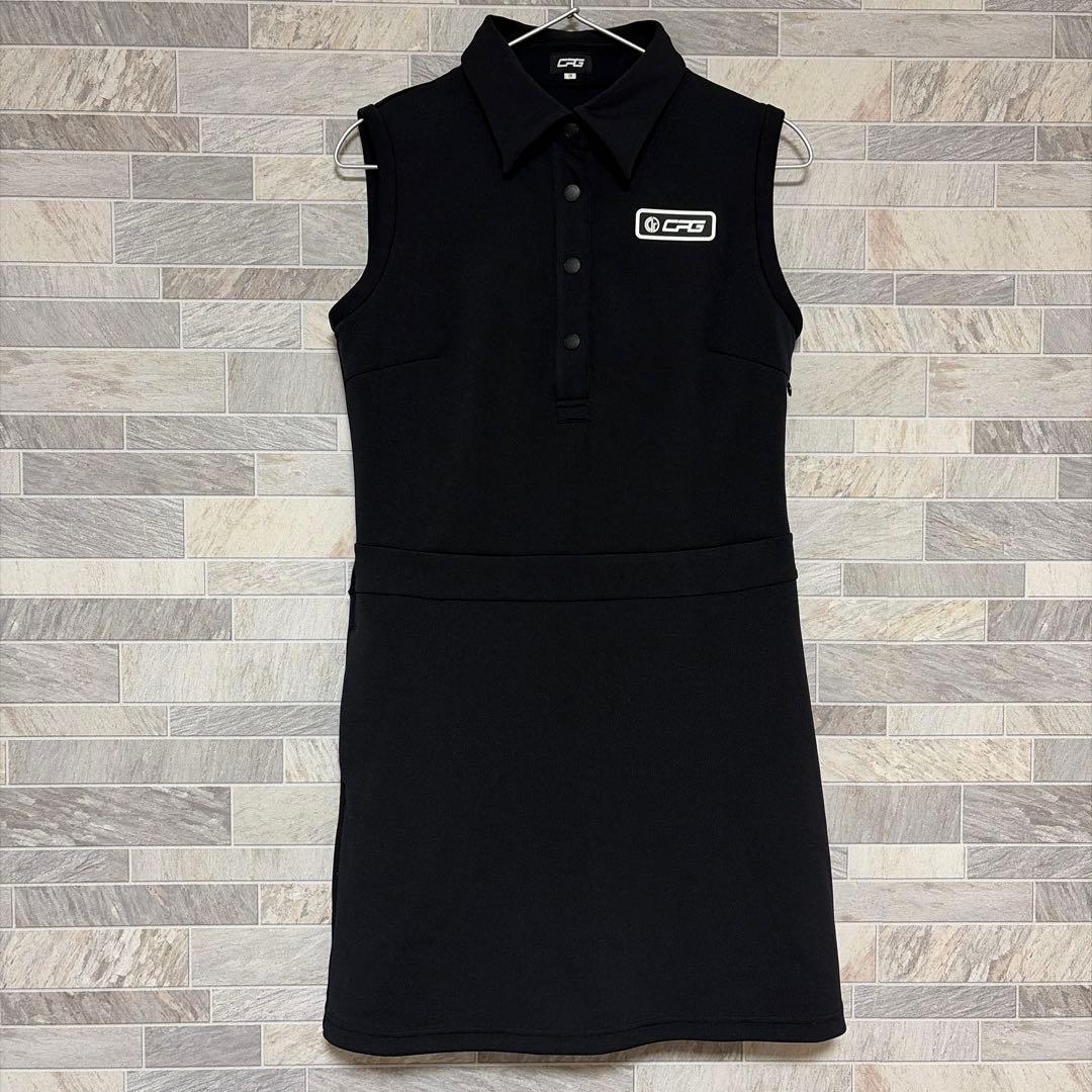 CPG GOLF ノースリーブストレッチポロワンピ ブラック レディース L