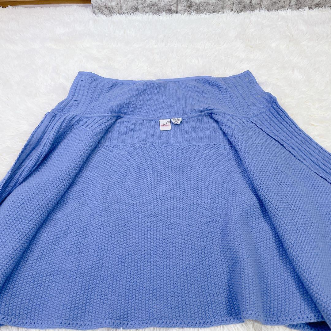 美品　アルマーニ エクスチェンジ　ニットポンチョ ケープ　ウール　ブルー