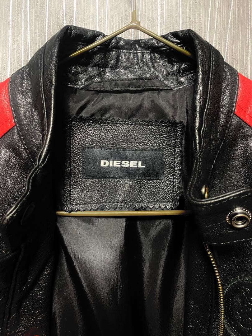 DIESEL バッファローレザー ジャケット ブラック/レッド