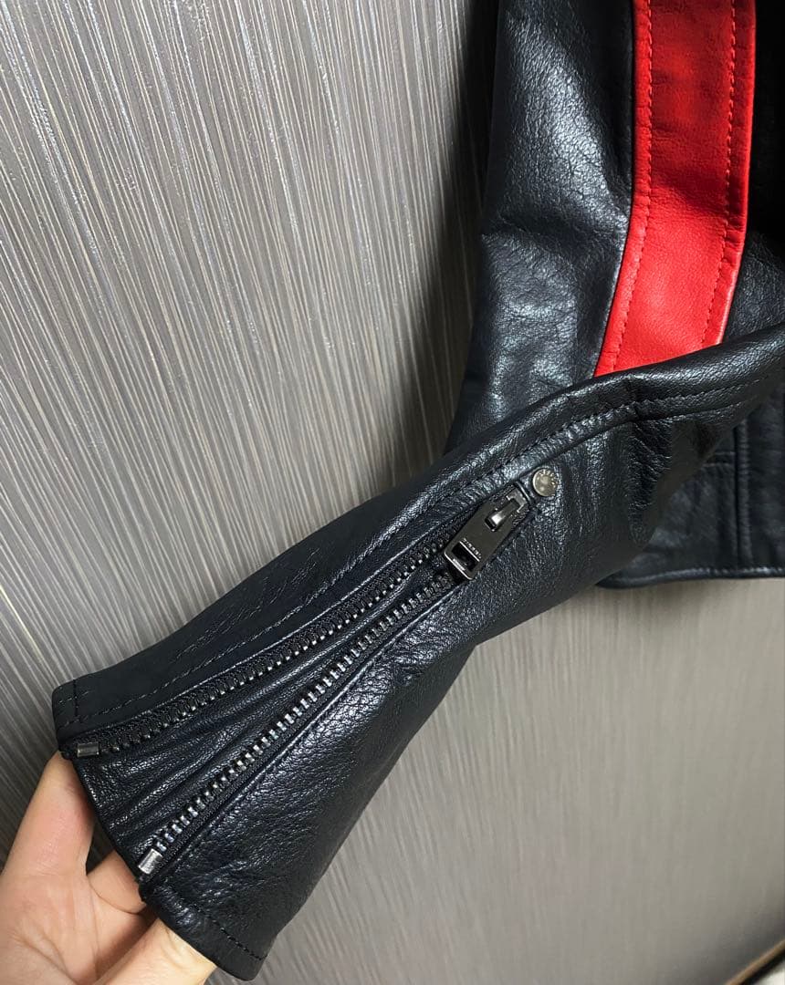 DIESEL バッファローレザー ジャケット ブラック/レッド