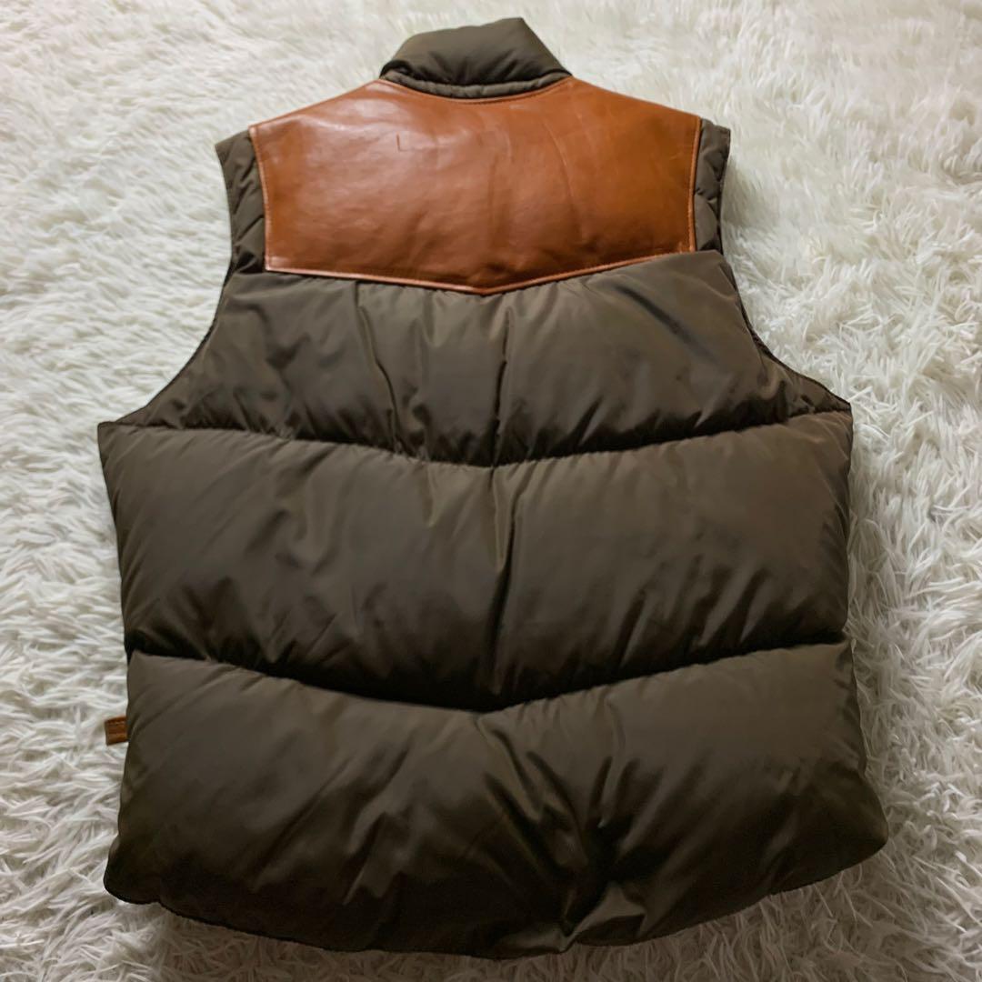 美品■schott ダウンベスト レザー ブラウン 40