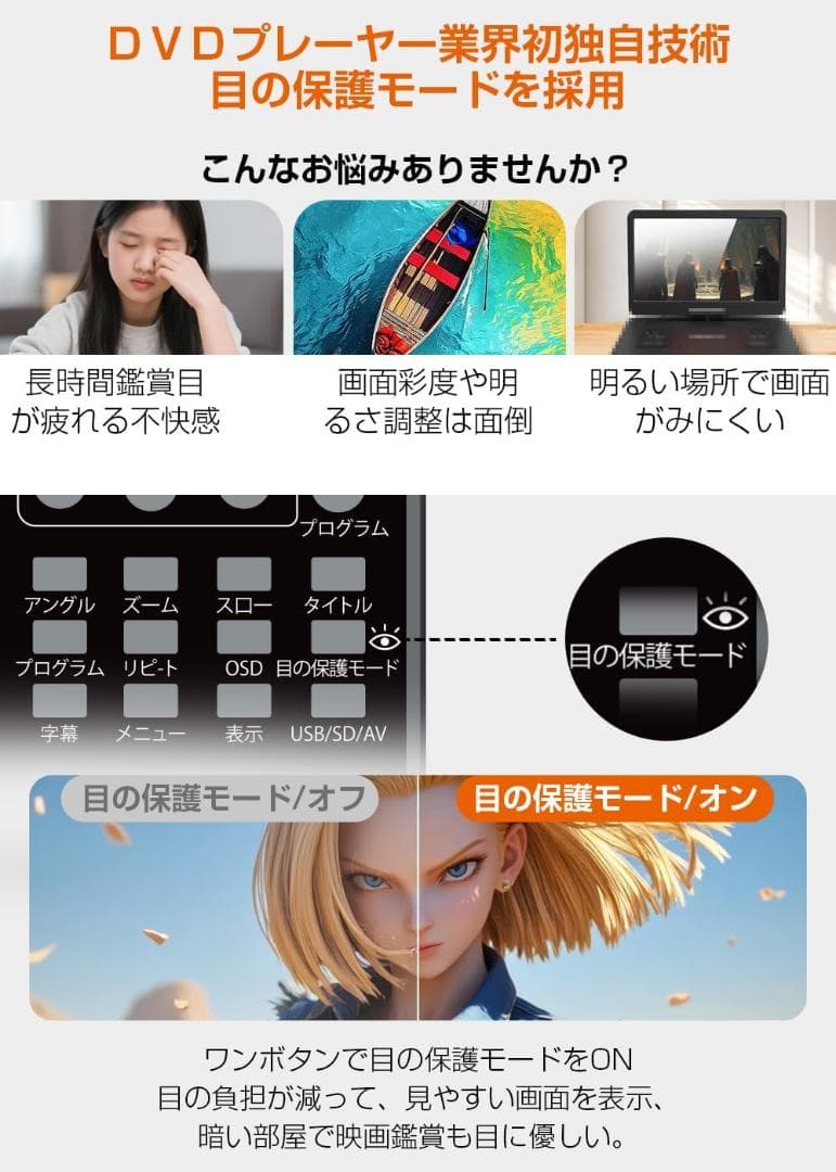 ポータブルDVDプレーヤー type-c急速充電 モバイルバッテリー充電