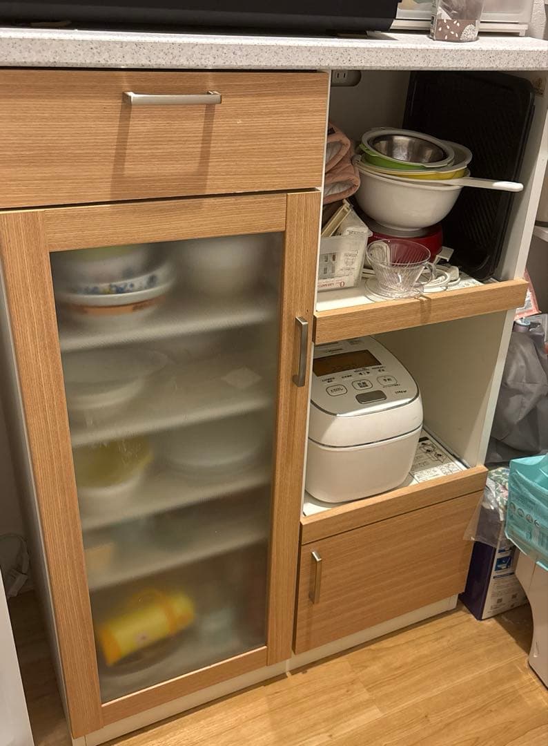 発送日限定　3/28〜4/1 カップボード 幅80センチ　食器棚　キッチン収納