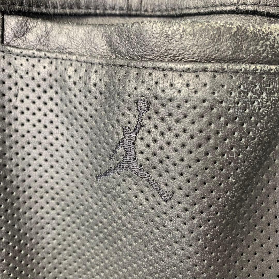 00s JORDAN レザージャケット L 刺繍ロゴ 海外限定 エルボー ジップ