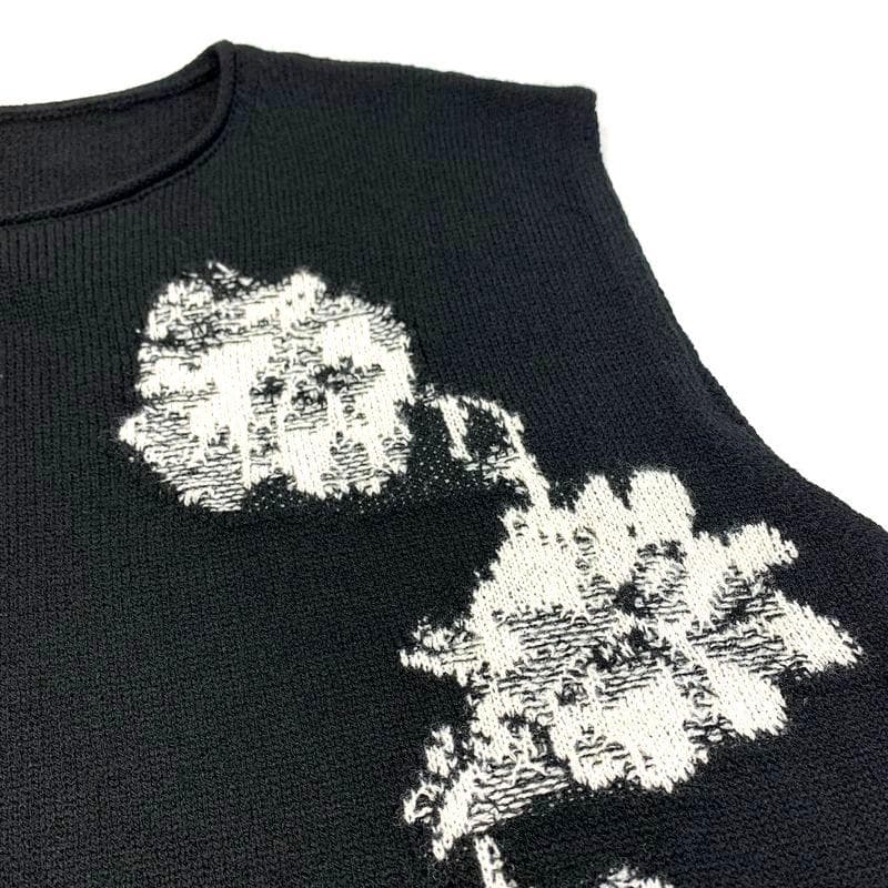 美品 Y's for living フラワー ジャガード ニット ベスト ワイズ