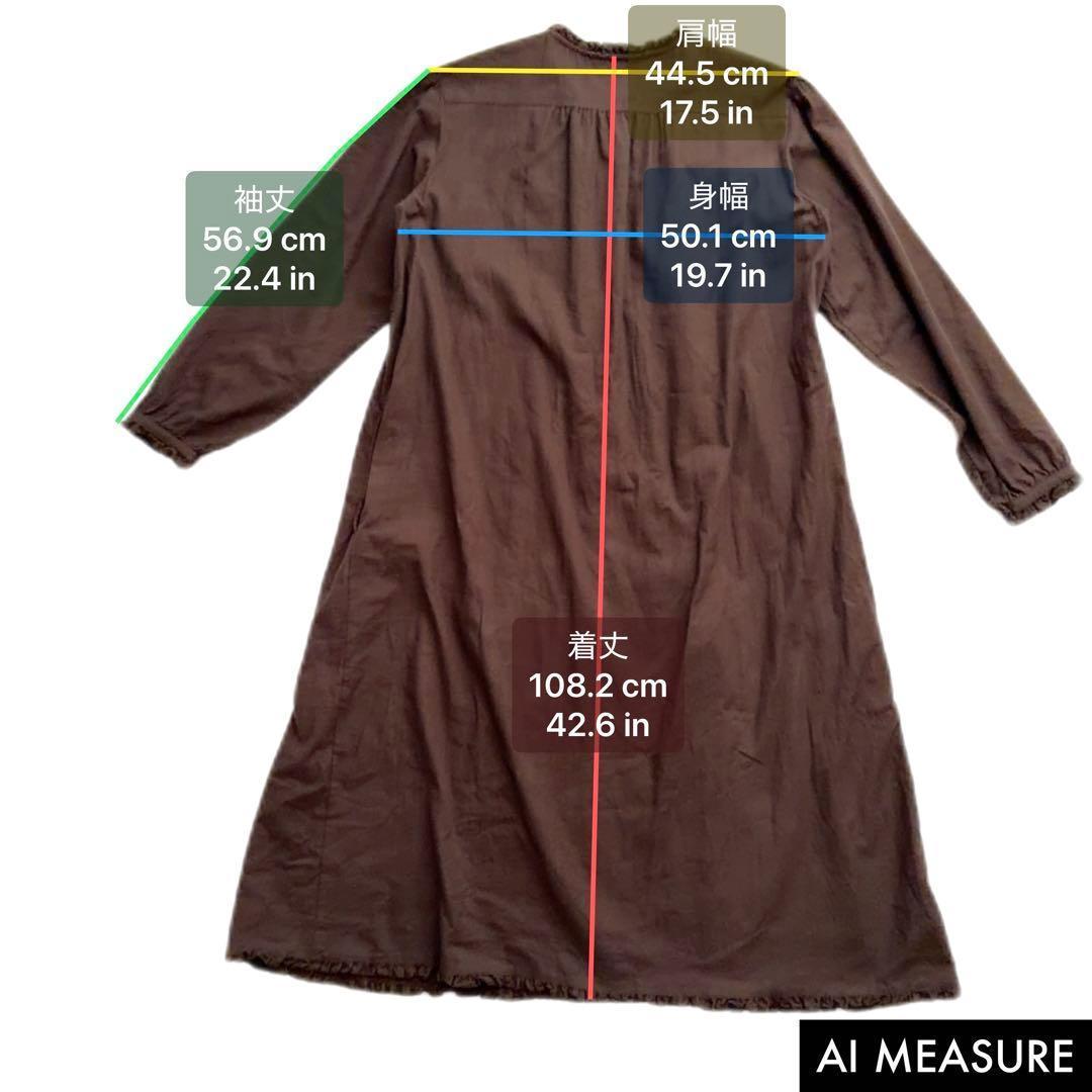 PINK HOUSE ピンクハウス フリル切替 コットンワンピース 茶