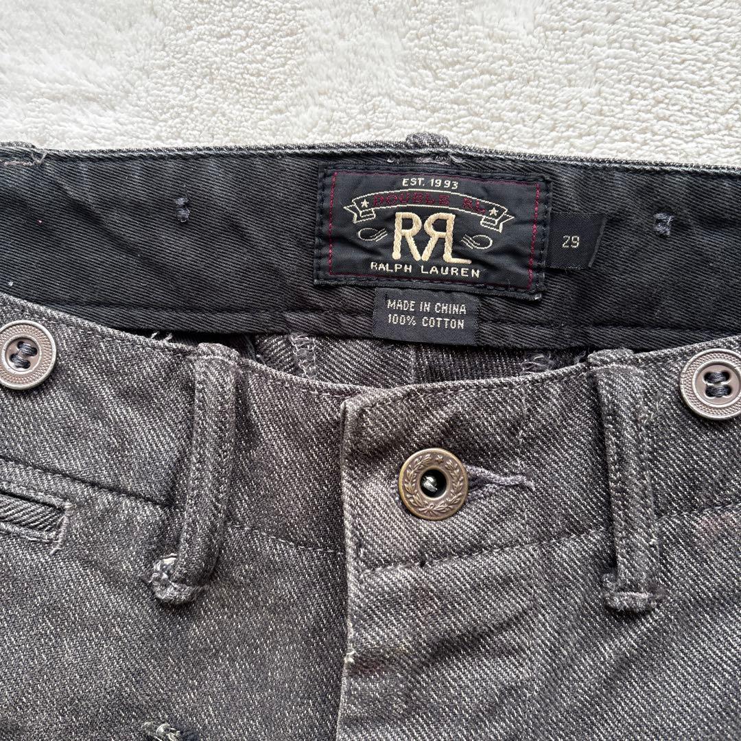 Ralph Lauren RRLダメージ加工デニムパンツ 29 ブラック！！