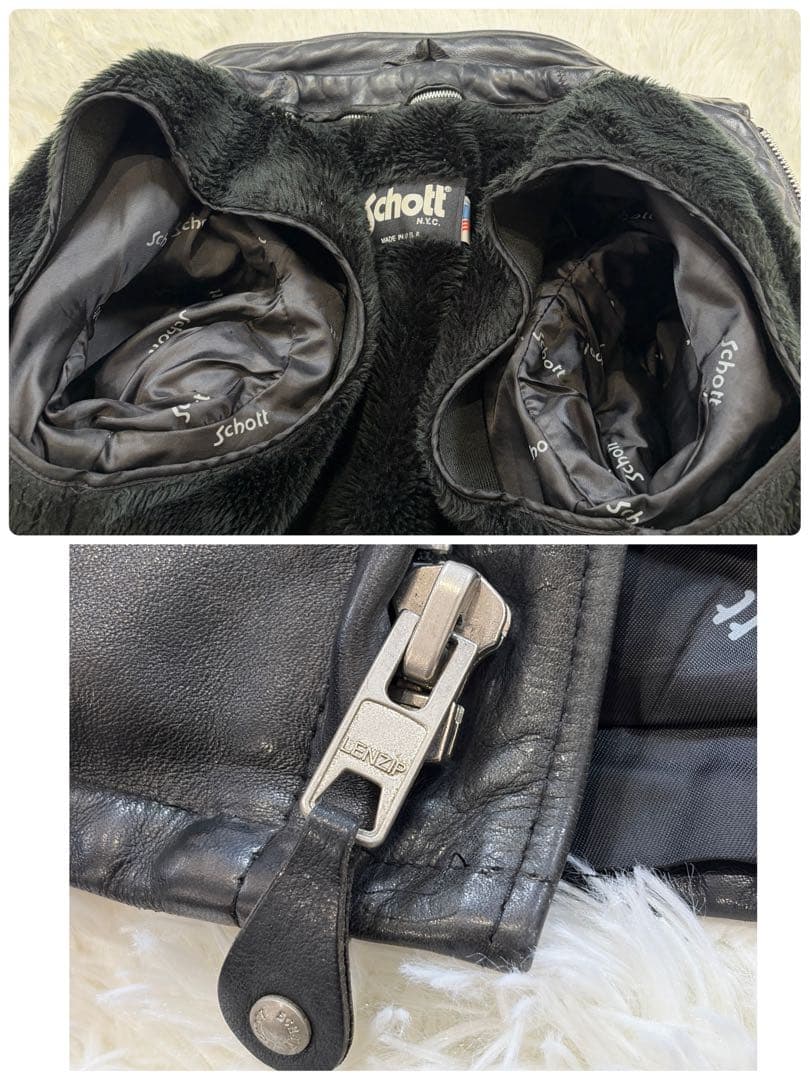 SCHOTT 641 シングルライダース ボアライナー付 USA製 黒 36