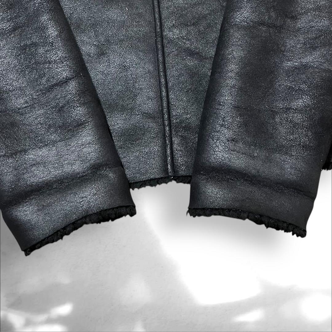 ZARA フード付き　ムートン　フェイクレザージャケット　ムートンジャケット