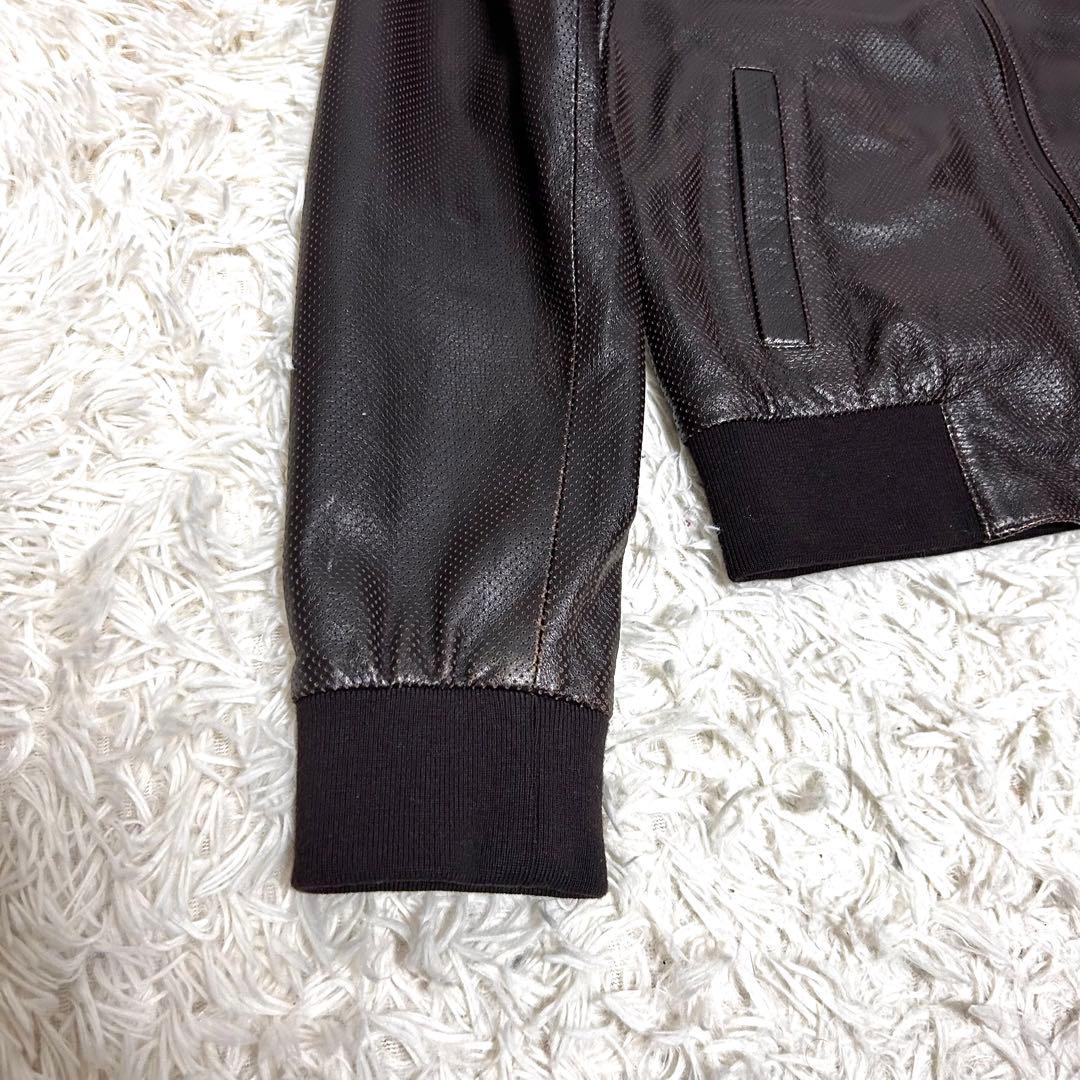 EMMETI エンメティ　パンチング　ゴートレザー　ジャケット　ブラウン　48