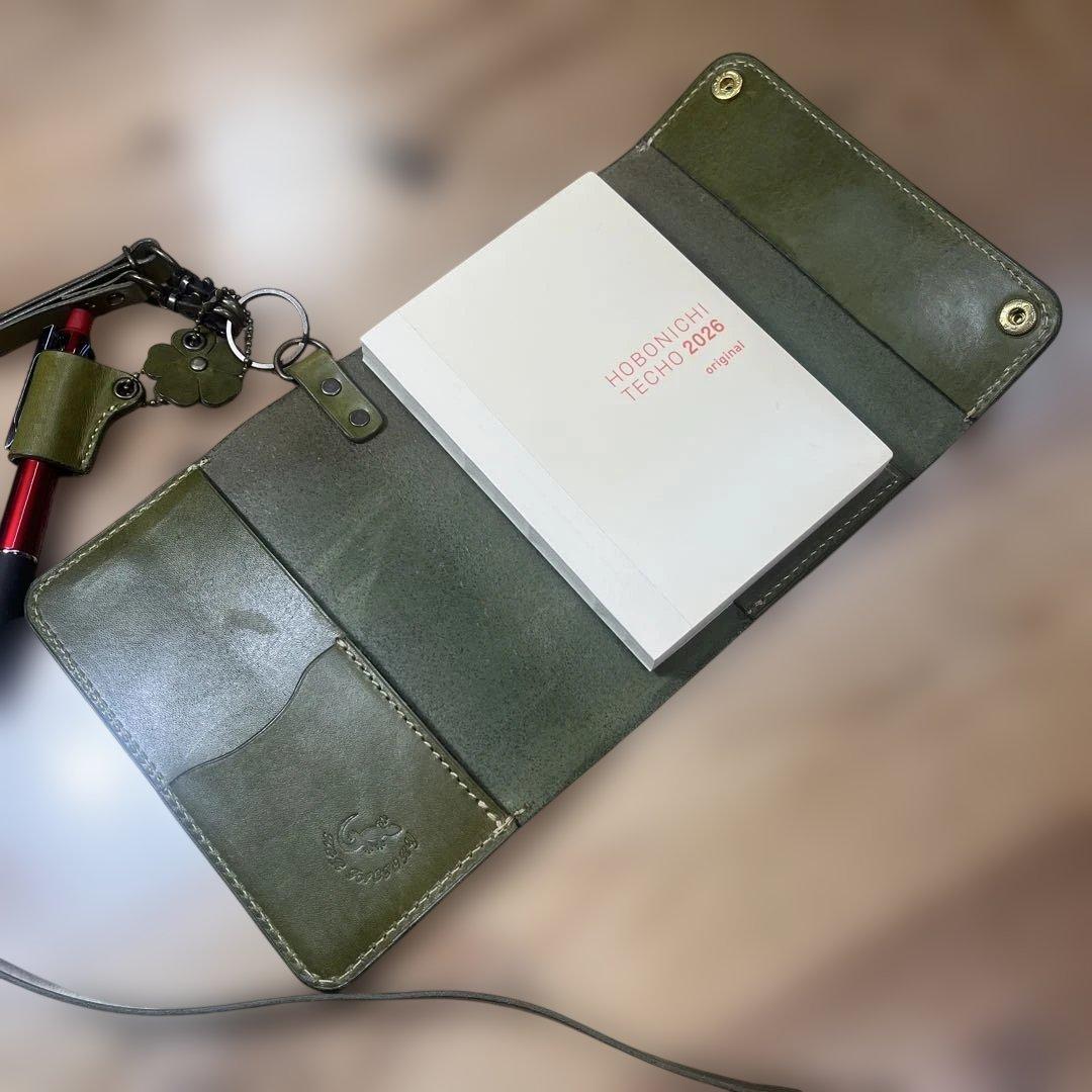 ほぼ日手帳 Ａ6サイズ 専用 レザーケース ショルダー紐 ペンホルダーチャーム