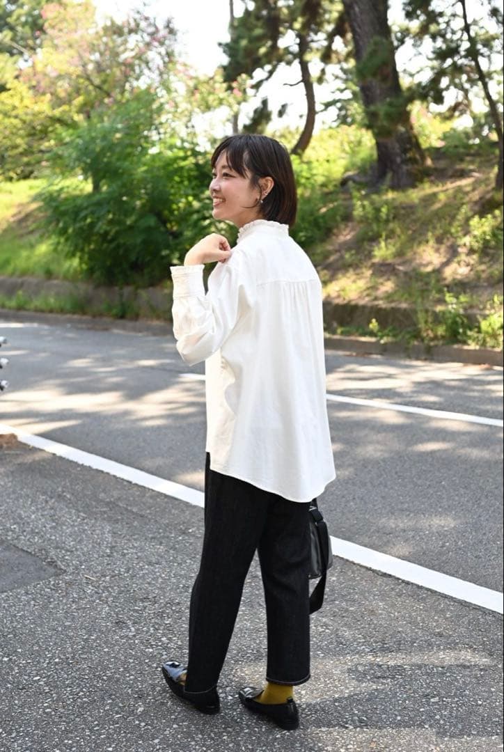 OUR 播州織のフリルブラウス