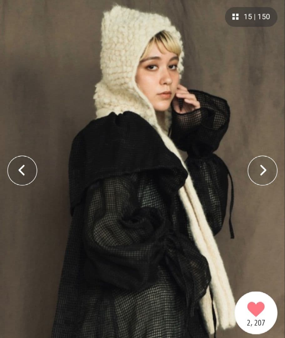 ORIENT MILLINERY PIGMO KNIT HOODIE アイボリー